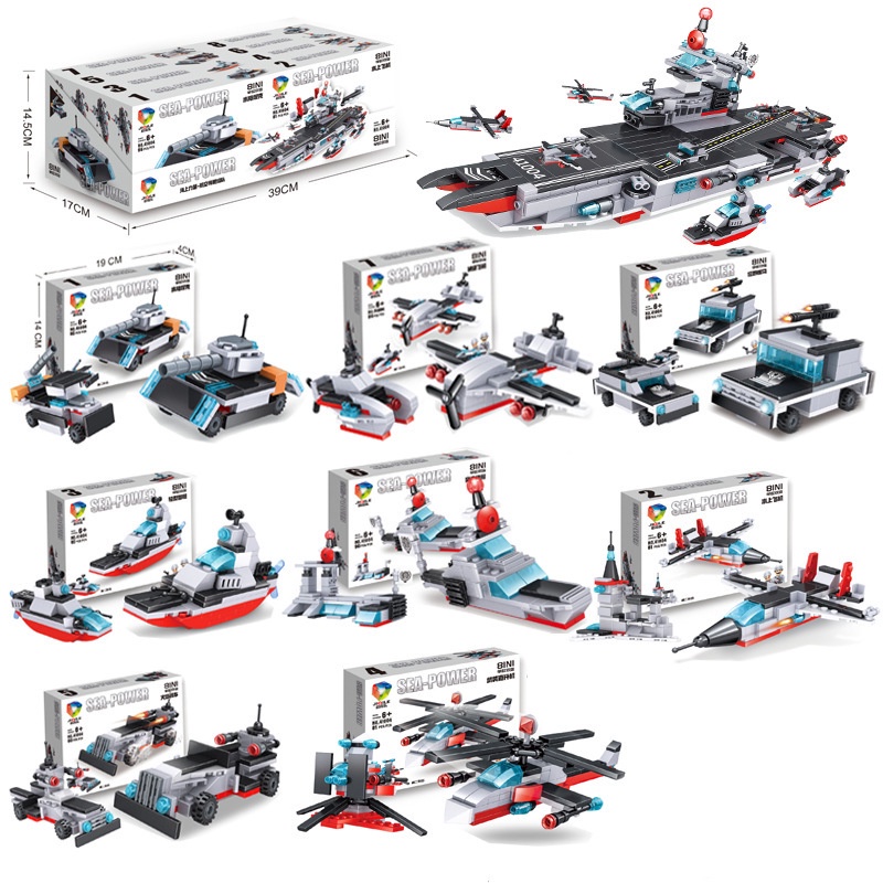 Mainan Anak   Model pemasangan pesawat militer anak-anak 8 dalam 1 adalah kompatibel dengan mainan t