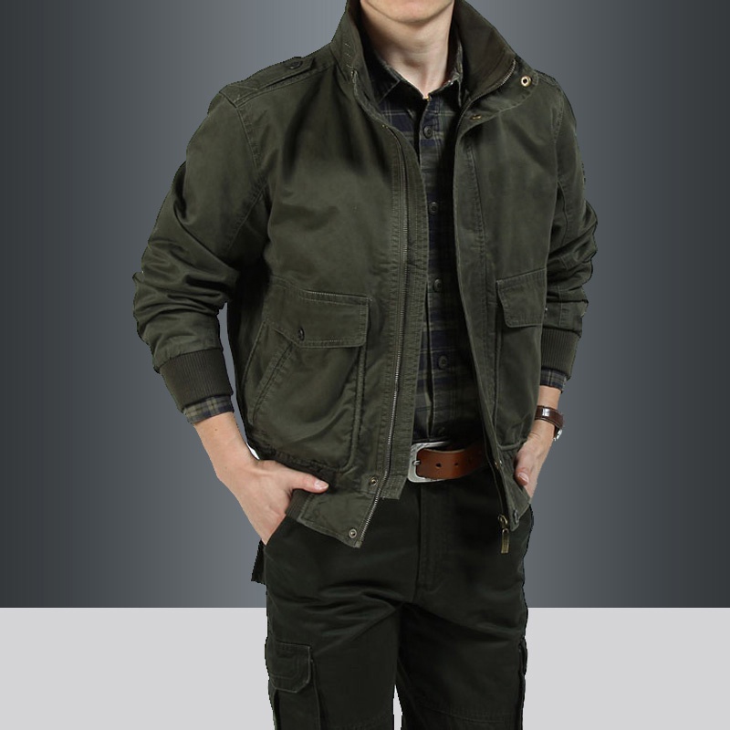 Jaket Militer Pria Tebal Musim Dingin Kasual Pria Banyak Kantong