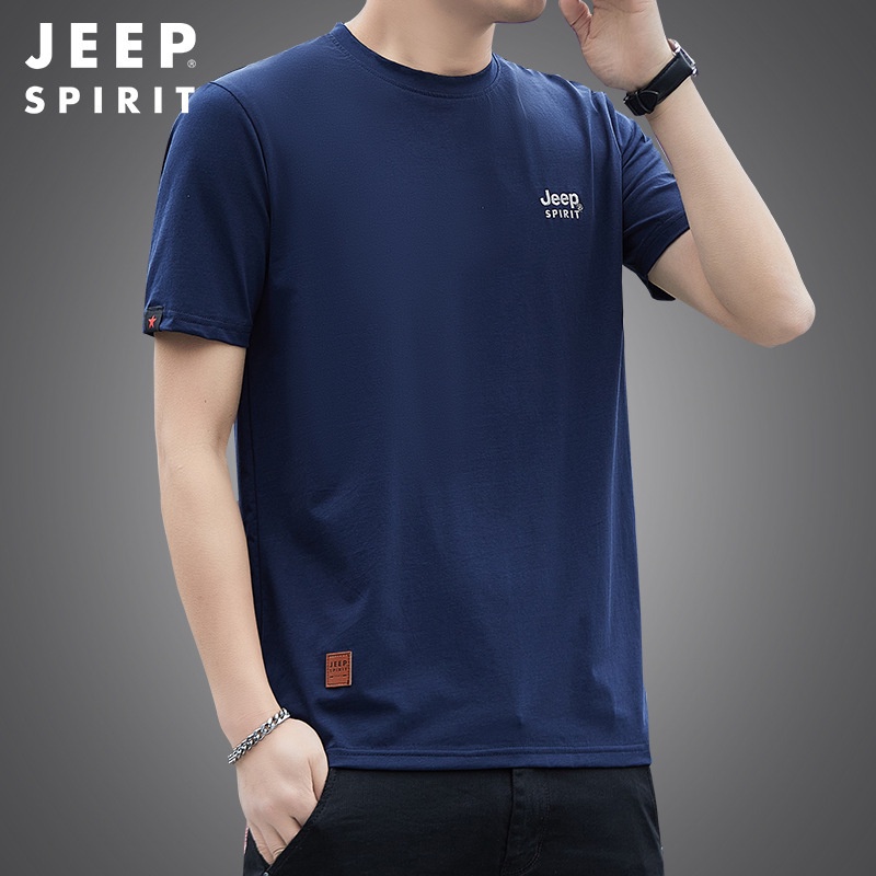 Pakaian Olahraga Pria Promosi kunci JEEP SPIRIT musim panas men's short sleeved T-shirt pure cotton 