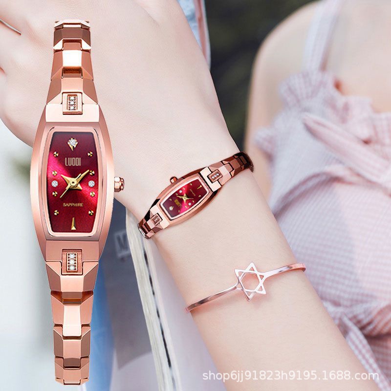 Jam Tangan Wanita Simple Fashion Waterproof Tungsten Steel Thin Chain Women's Watch Temperament Smal