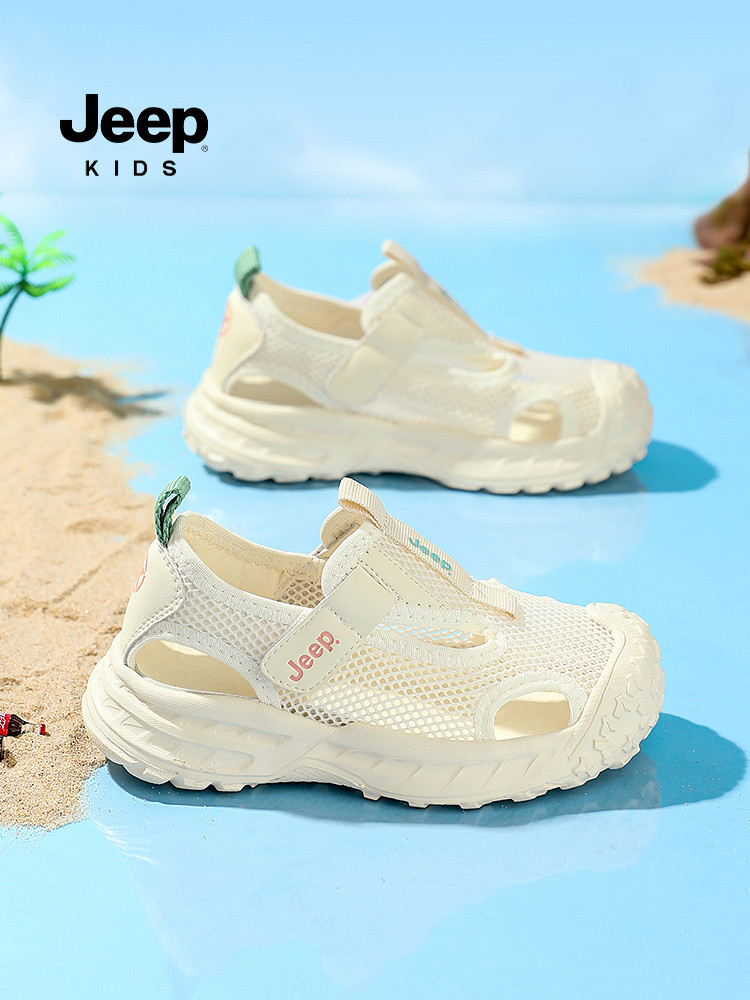 jeep tas kepala sandal 2025 baru anak laki-laki kecil putih anak-anak olahraga sepatu pantai wanita