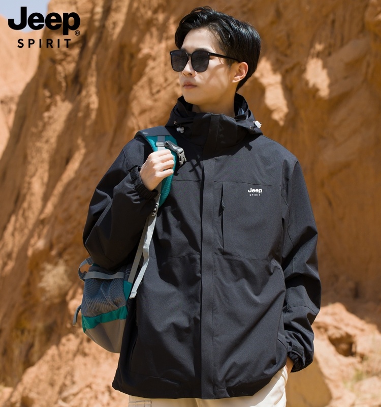 jaket dingin pria  Jeep Rush and Women's Autumn/Winter Three in One Men's Outdoor Mountaineering Coa