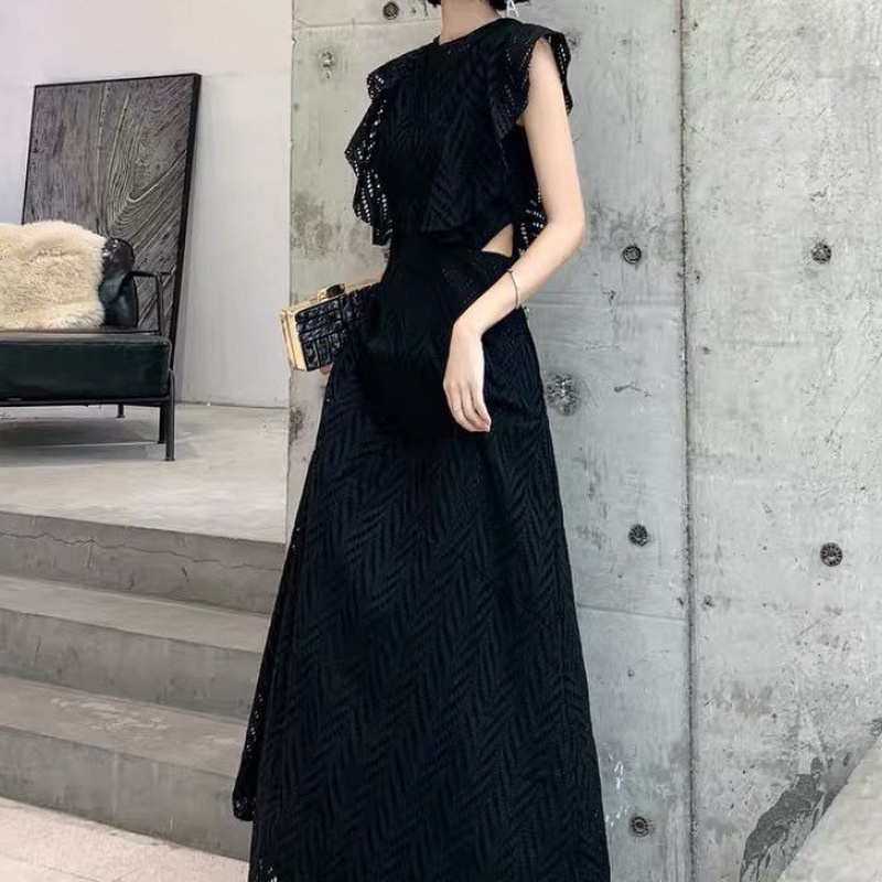 Gaun malam pesta elegan Gaun besar, gaun malam hitam, wanita perayaan baru, gaun mewah, licin dan me