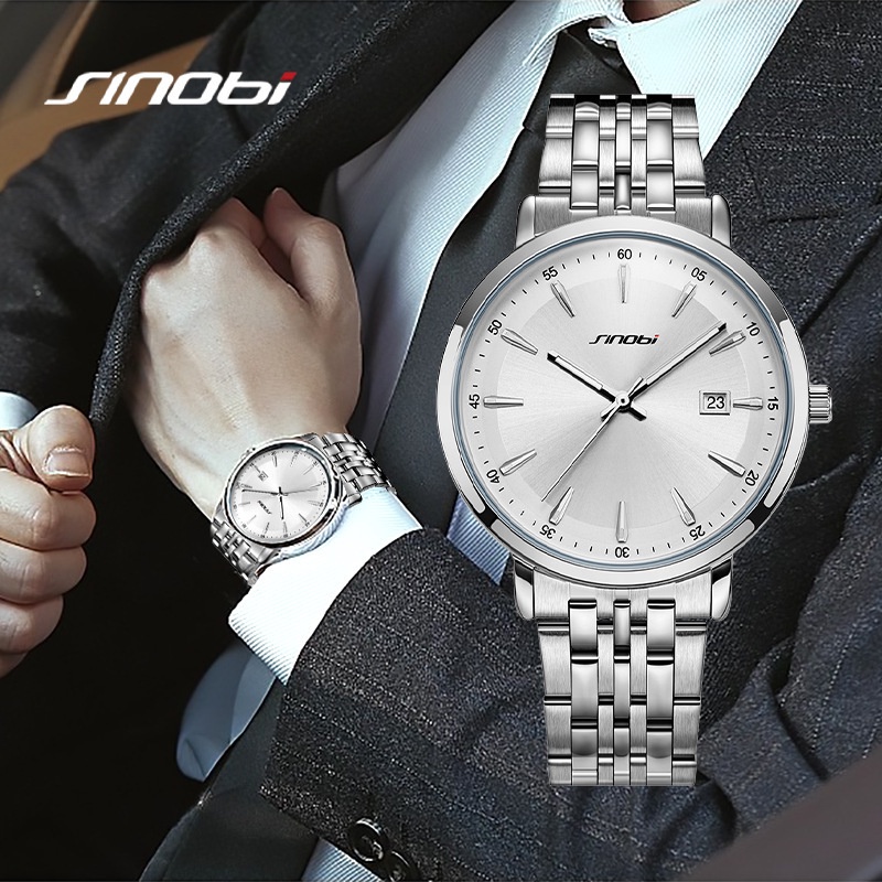 Jam Tangan Pria Sinobi Business Simple and Atmospheric Men's Waterproof Quartz Watch 9861FASHION | T