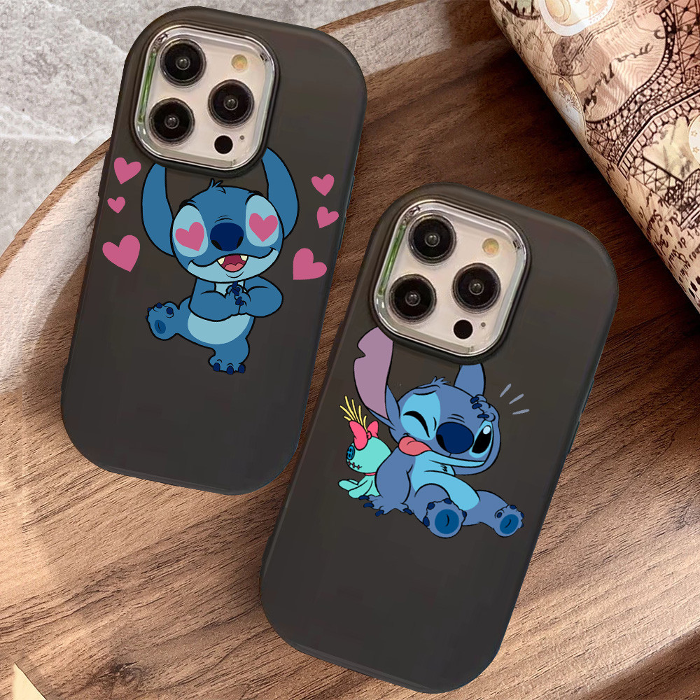 O-4 Stitch Hitam Silikon Casing untuk Realme 11 Pro C11 N53 C55 C67 C65 C63 C61 Note 50