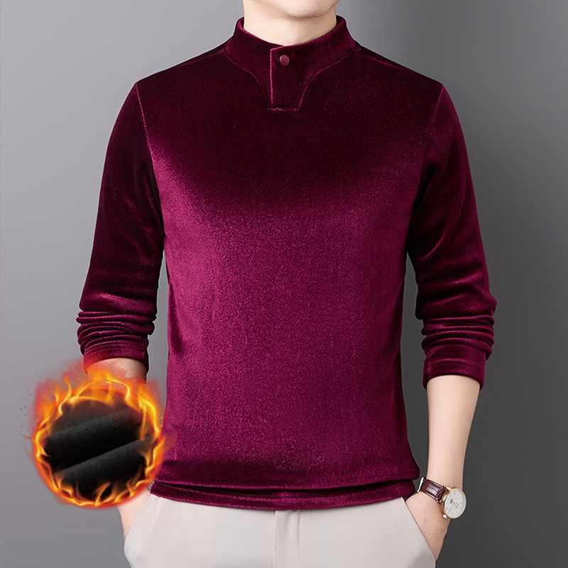 Kaos  Musim dingin plush velvet emas hijau pria baru kasual nyaman baju  Import