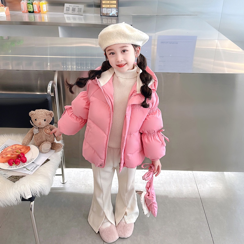 Jaket Anak Perempuan Girls' Westernized and Thicked Mid length Lightweight Small Fragrant Down jacke