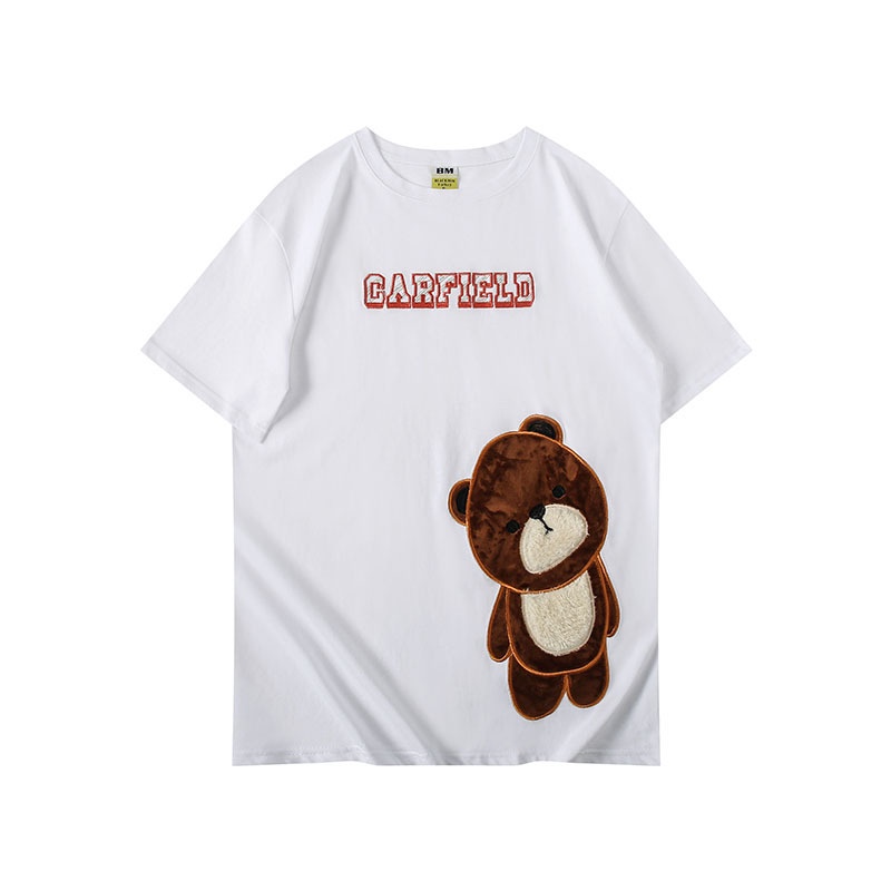 Baju Kaos Pria  2021 Summer Trend Youth Men's Top Little Bear Cute Cartoon Pure Cotton T-shirt Impor