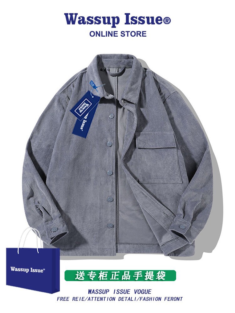 Jacket corduroy Jaket corduroy WASSUP ISSUE untuk musim semi dan musim gugur label modus Amerika jak