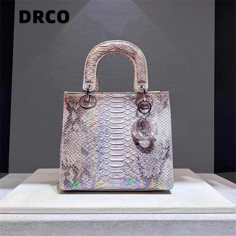 DRCO wanita Perancis 2024 pola ular pelangi gradien tangan tinggi tas kecil