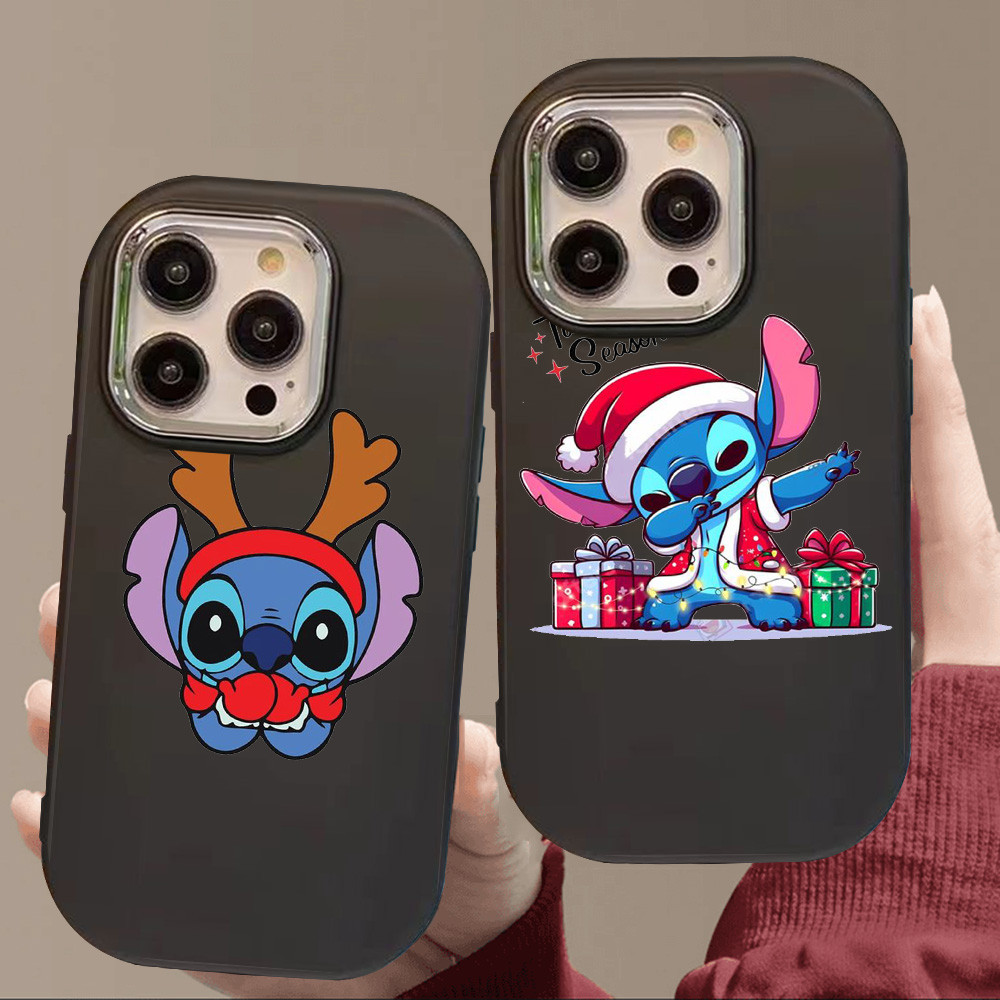 O-16 Stitch Christmas Hitam Silikon Casing untuk Realme 11 Pro C11 N53 C55 C67 C65 C63 C61 Note 50