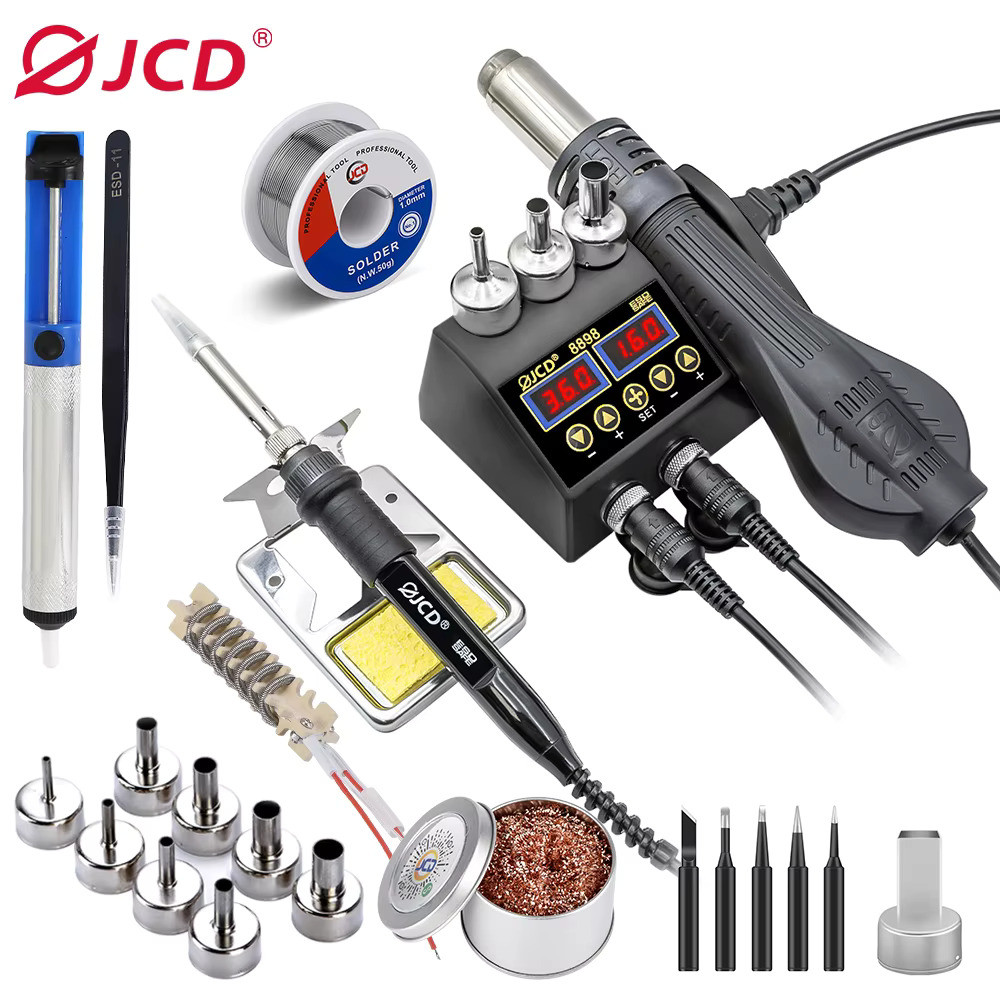 JCD 8898 750W 2 dalam 1 Soldering Iron Hot Air Gun Rework Stasiun Untuk Telepon BGA SMD Alat Perbaik