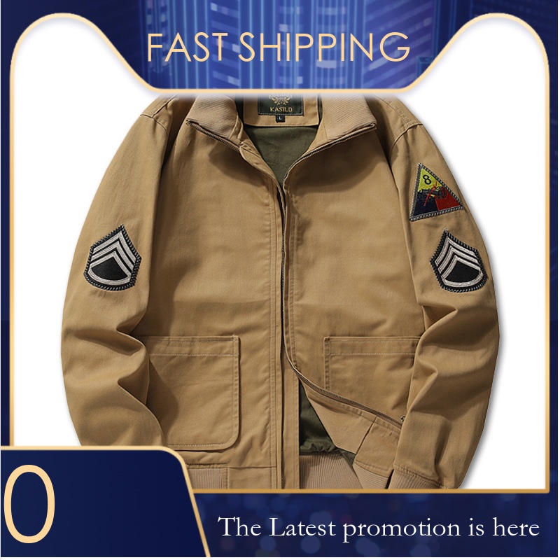 Jaket Bomber Trendy Pria Fury Tank Men's Autumn M1942 Work Coat MA1 Air Force Pilot Jacket Military 