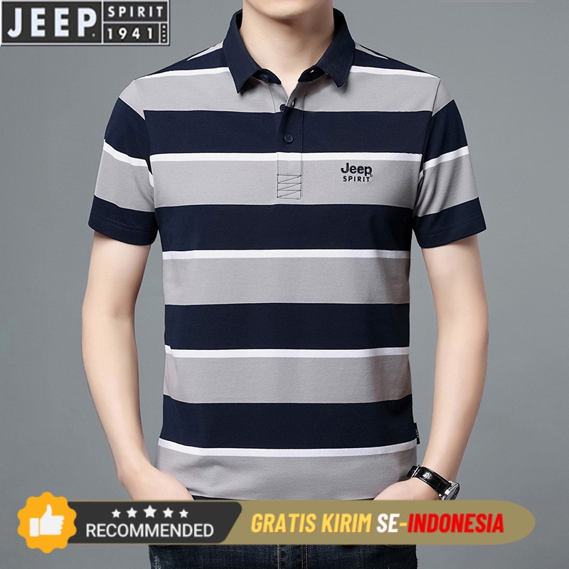 Kaos Polo Korea Premium JEEP Spirit Lengan Pendek Setengah Lengan Pria Bergaris POLO PS1152 Import