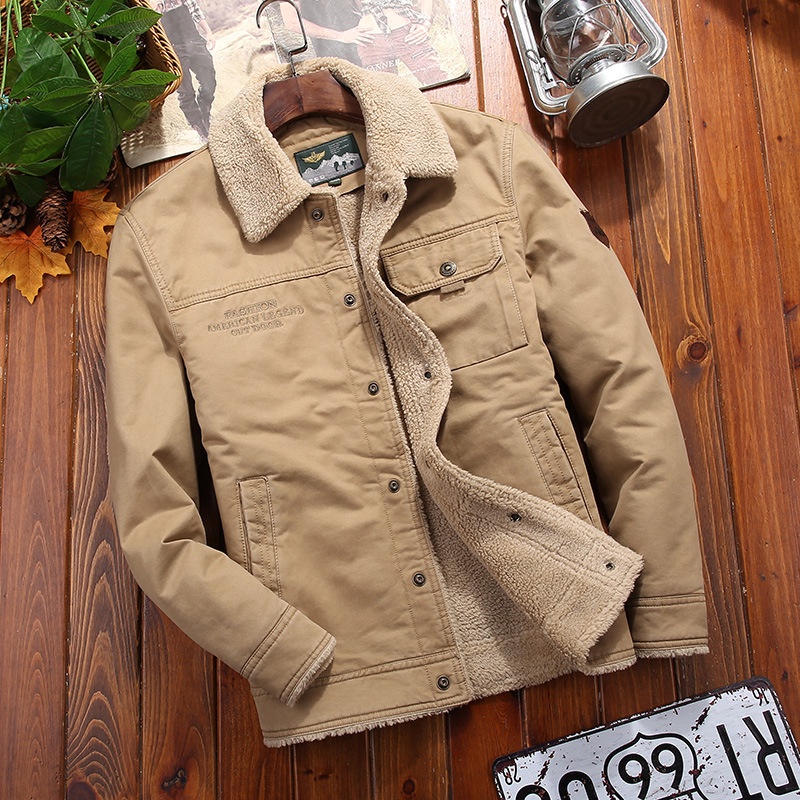 hangat tebal Parkas Militer Pria Musim dingin jaket bulu collar Coats Outerwear Clothing fleece Bomb
