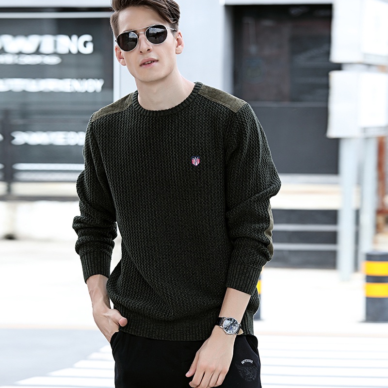switer cowok keren  bawah atas laki-laki, gugur dan kosong knit, musim dingin tebal sweater leher bu