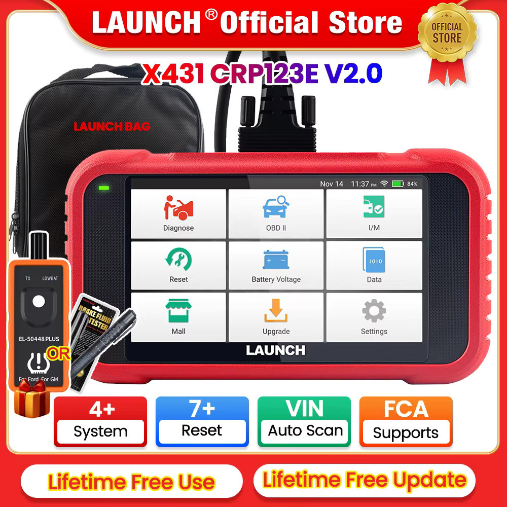 LAUNCH X431 CRP123E /CRR123I V2.0 Mobil OBD2 Diagnostic Tools Auto OBD Scanner ABS SRS Engine AT+ 7 