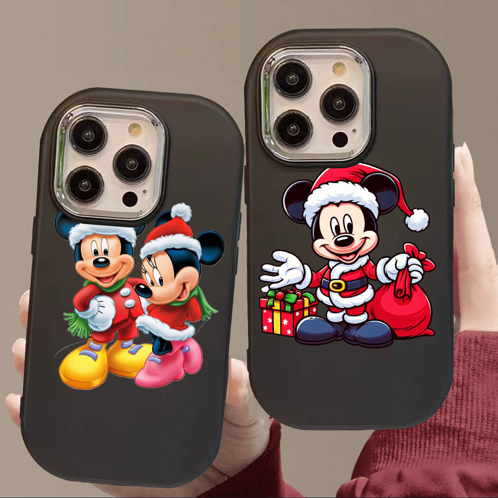 O-8 Christmas Mickey Hitam Silikon Casing untuk Realme 11 Pro C11 N53 C55 C67 C65 C63 C61 Note 50
