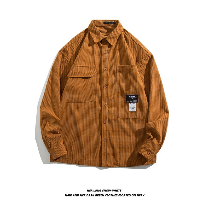 kemeja pria corduroy Shirt men's long sleeved trendy brand handsome work shirt Spring and Autumn loo