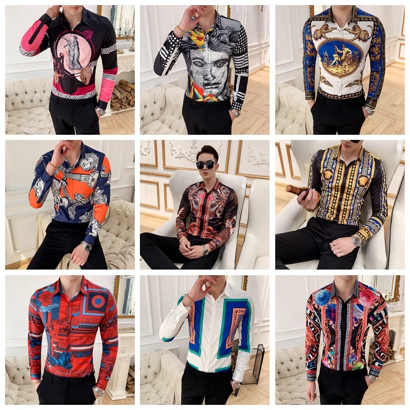 Kemeja Kerja Pria Premium Korea Produk baru kualitas tinggi baju merah jari lengan panjang untuk ver