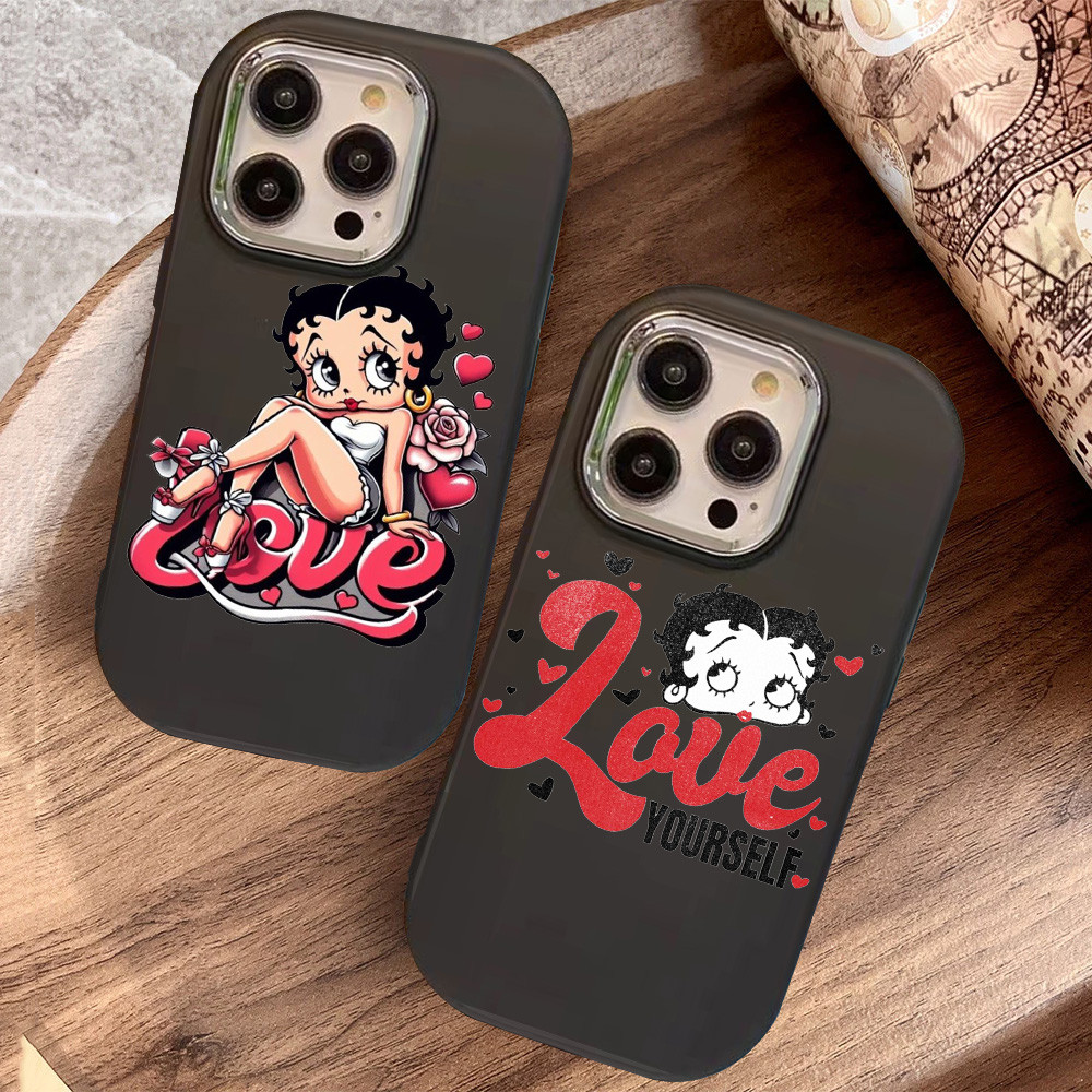 O-46 Betty Boop Hitam Silikon Casing untuk Realme 11 Pro C11 N53 C55 C67 C65 C63 C61 Note 50