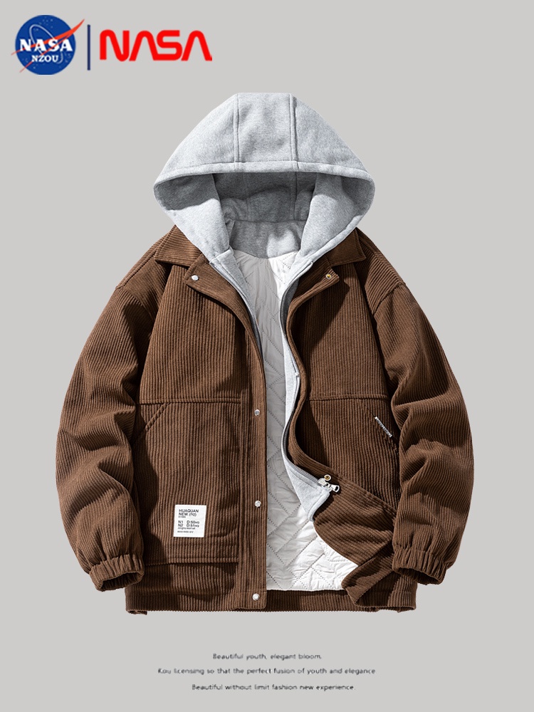 jacket pria keren  Jaket bawah gaya gugur dingin pendek laki-laki, plush dan mantel tebal, hangat, a