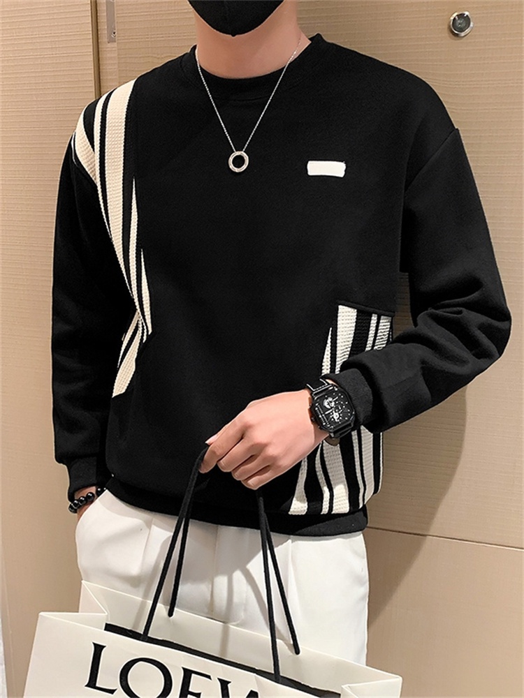 kaos lengan panjang pria  Bungkuk leher semi gugur dan topi pria tebal T-shirt baru panjang lengan m