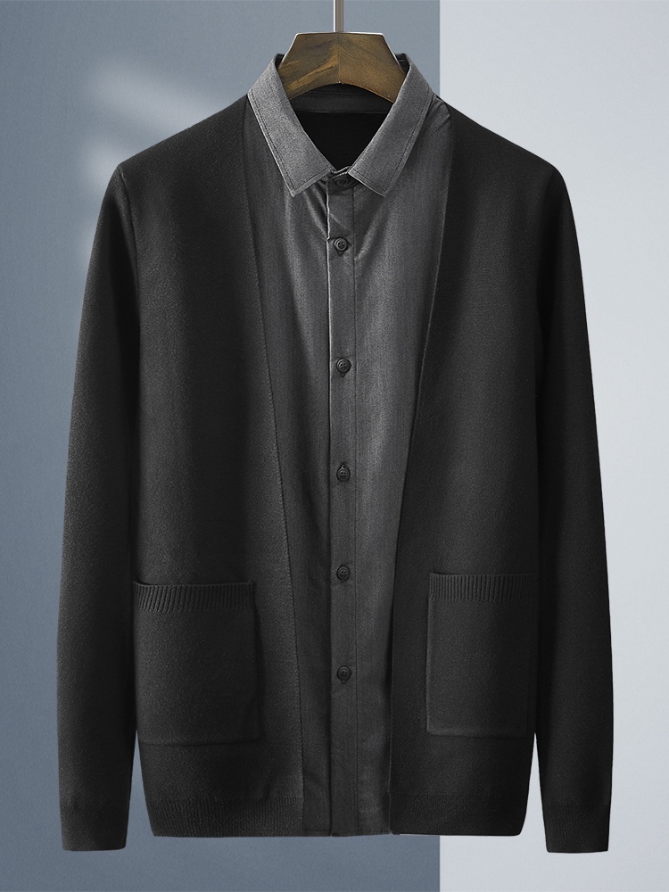 JACKET , SWEATER PRIA Off Season Two Piece Knitted Cardigan Men's Knit Coat Sweater Men's Shirt Coll