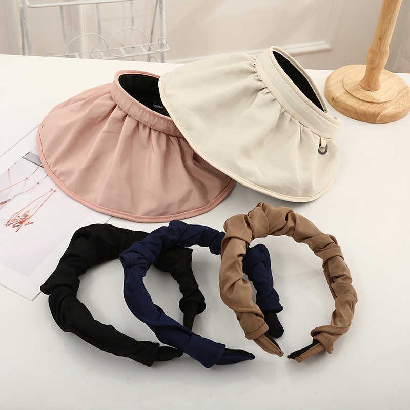 Topi Wanita Topi karet hitam baru Topi minimalis luar matahari atas kosong Topi rambut wanita yang b