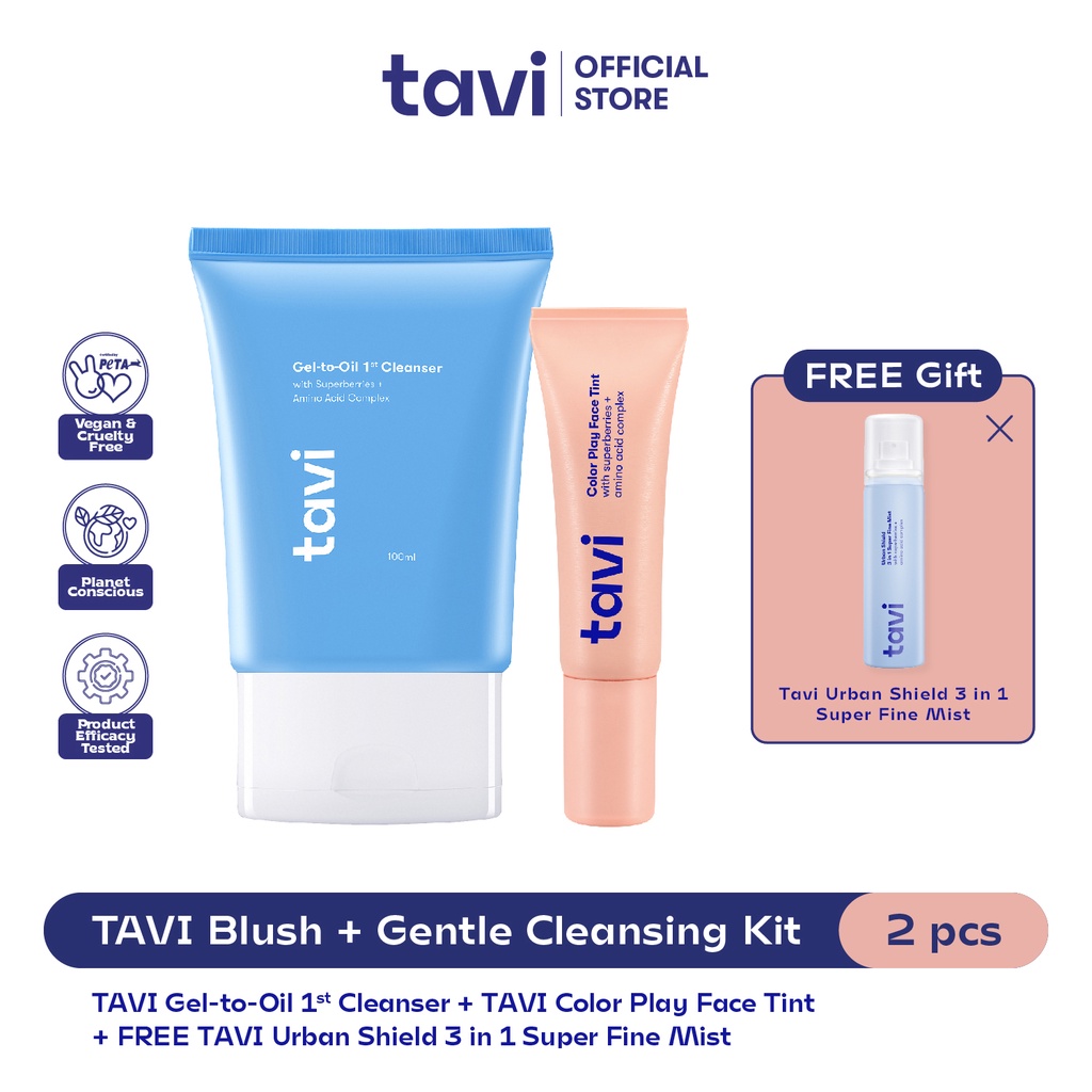 [BUY 2 GET 3] Tavi Color Play Face Tint Serum Infused Blush + Gel to Oil 1st Cleanser - FREE Face Mi