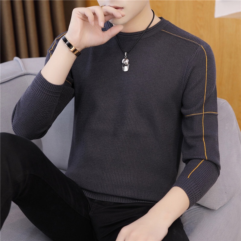 switer cowok keren  tipis leher pria bulat-bulat gugur 2018 dan musim dingin versi baru Korea hangat