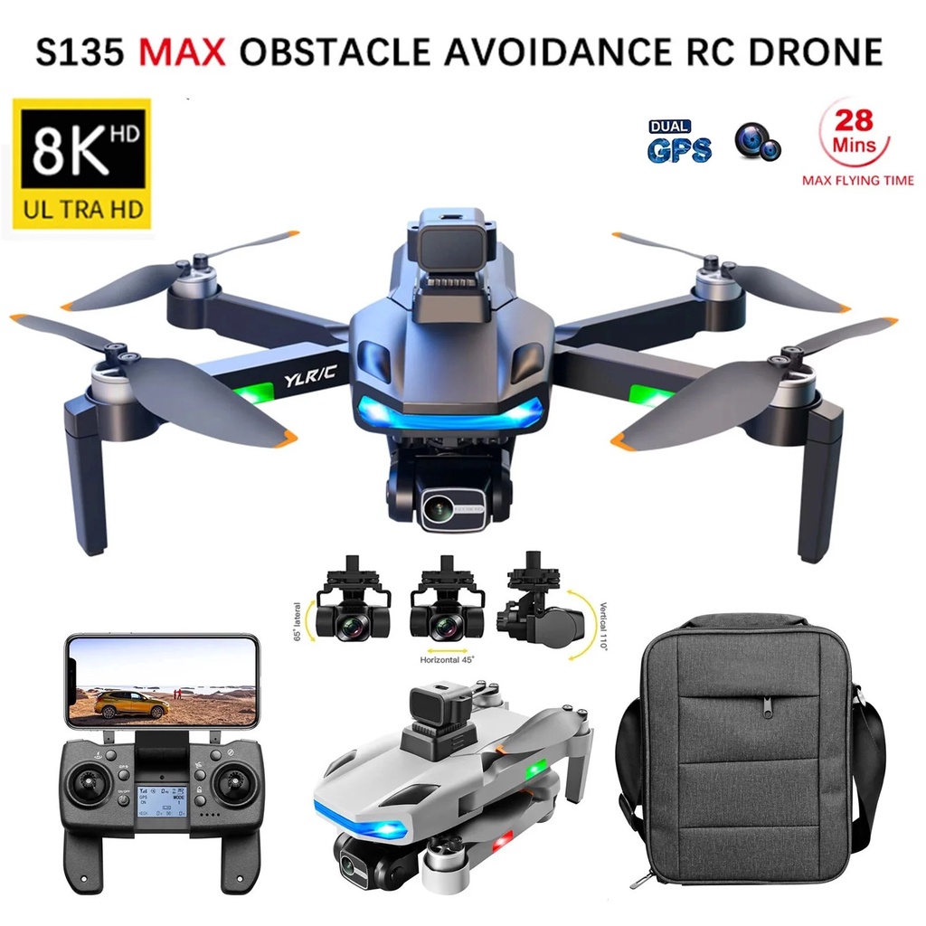 S135 Pro Max GPS Drone 8K HD Dual Camera Anti Shake Photography Aerial Obstacle Avoidance Gimbal Bru