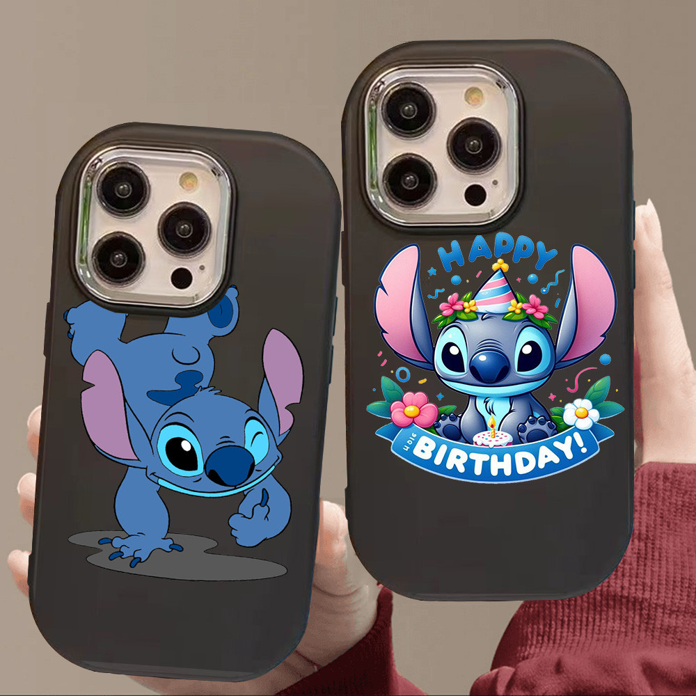 O-57 Stitch Hitam Silikon Casing untuk Realme 11 Pro C11 N53 C55 C67 C65 C63 C61 Note 50