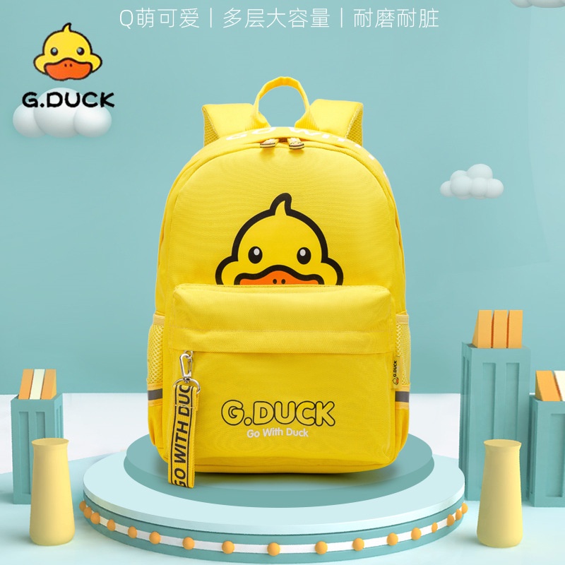 Tas Ransel Anak G. DUCK Little Yellow Duck Schoolbag Student Girl Cartoon Backpack for Backbone Prot