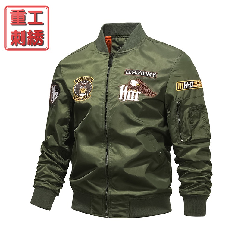 Jaket varsity pria baseball  Musim gugur dan musim dingin Angkatan Udara MA-1 Pilot Jacket Heavy Ind