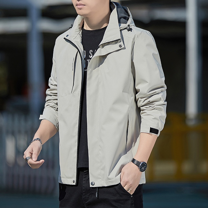 Jacket pria waterproof Musim gugur Jacket Men's Hooded Kasual Windbreaker Windproof Waterproof Charg