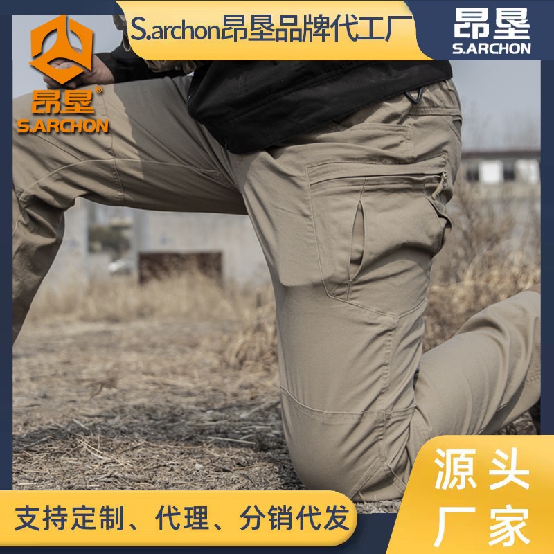 Celana Tactical Pria Angken Spring and Autumn IX8 Tactical Pants Men's Elastic Multi Pocket Military