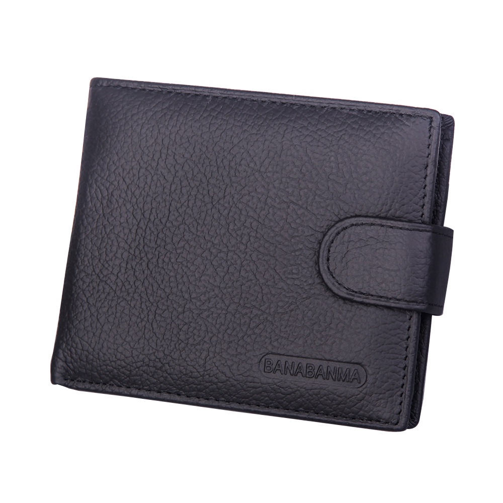 Dompet Pria Kulit Banabanma Men's Wallet Cowhide Short Zipper Buckle Wallet New Leather Wallet Trend