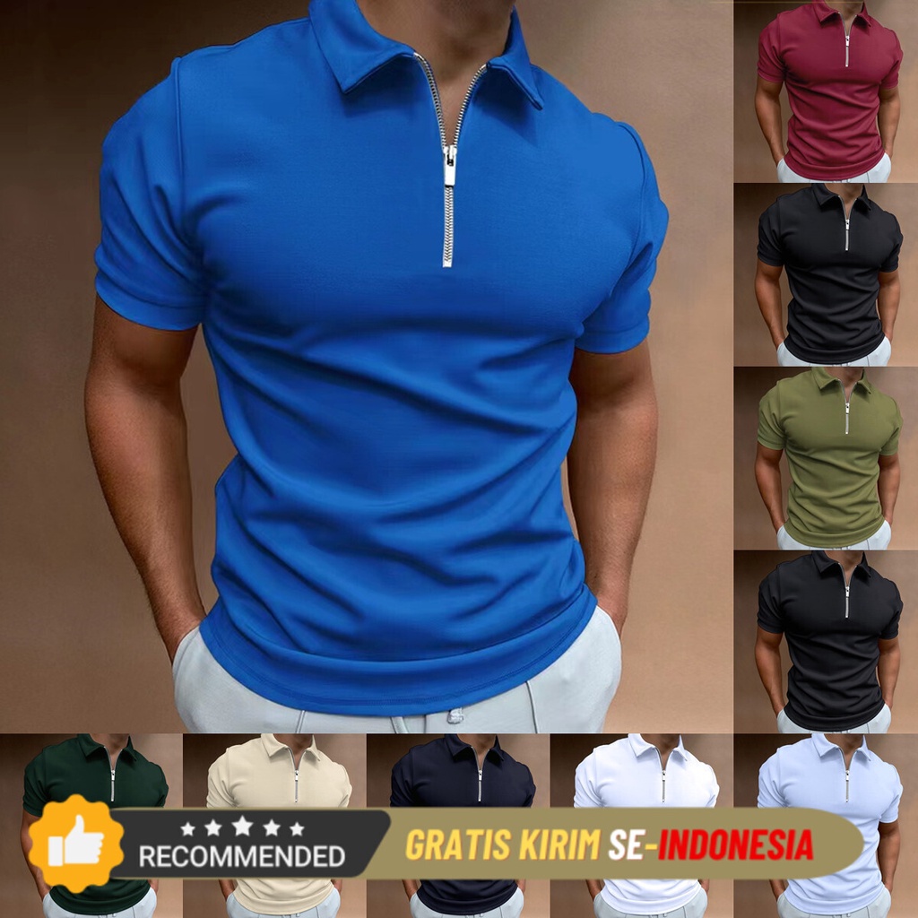 Kaos Polo Pria Korea Premium 2023 Summer Men's Polo Shirt Solid Short Sleeve Polo Neck T-shirt Casua