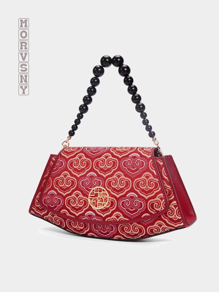 Tas kulit asli merah wanita 2025 baru ular hidup tahun angin atmosfer premium pernikahan tas tangan