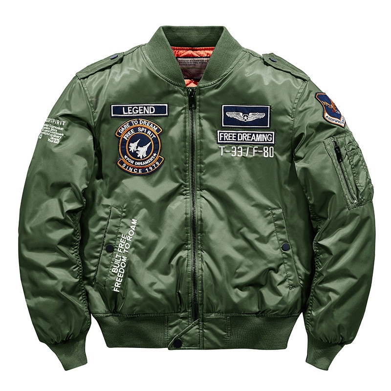 Jaket Baseball Pria Bordir Musim Gugur Militer Tebal