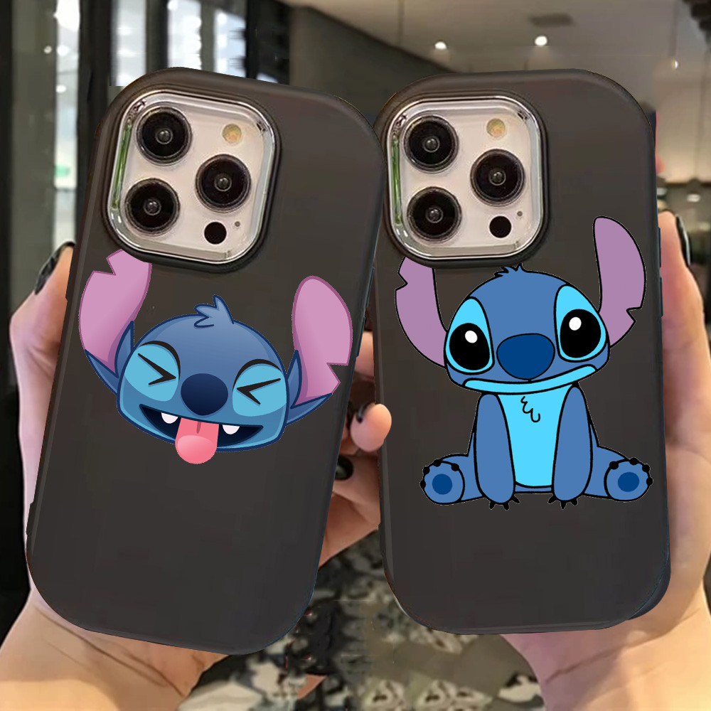 O-79 Lovely Stitch Hitam Silikon Casing untuk Realme 11 Pro C11 N53 C55 C67 C65 C63 C61 Note 50