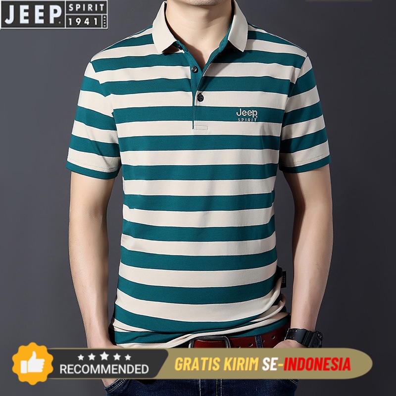Kaos Polo Pria Korea Premium JEEP Spirit T-shirt Short Sleeve Baru Men's Loose Polo Stripe POLO Shir