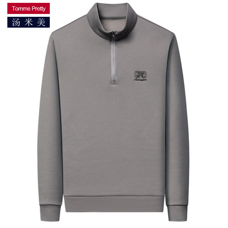 Kaos  Musim gugur baru setengah ritslet kerah top pria santai longsize lengan panjang t-shirt usia p