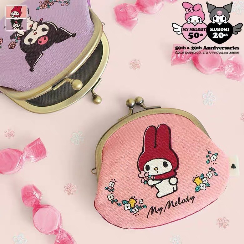 

Kotak Pensil Lucu Jepang sanri gull kulomi lucu kartun dompet meliti koin penyimpanan mini tangan memegang tas emas Import