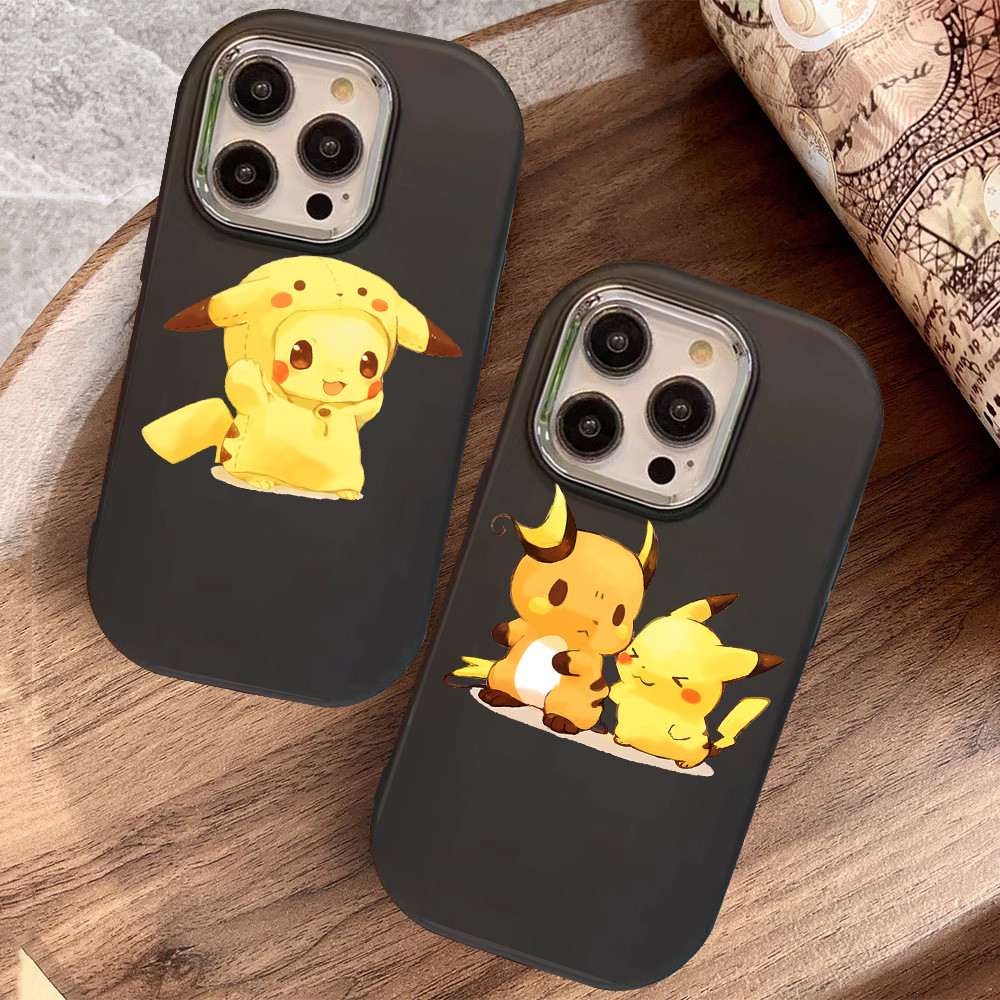O-25 Pokemon Pikachu Hitam Silikon Casing untuk Realme 11 Pro C11 N53 C55 C67 C65 C63 C61 Note 50