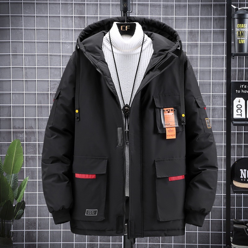 Jaket besar baru pria gemuk dengan kapas tebal jaket laki-laki longgar dan trendy kerja untuk musim 