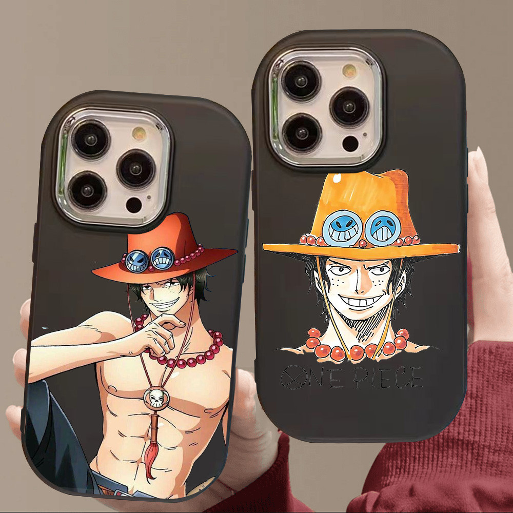 O-3 One Piece Ace Hitam Silikon Casing untuk Realme 11 Pro C11 N53 C55 C67 C65 C63 C61 Note 50
