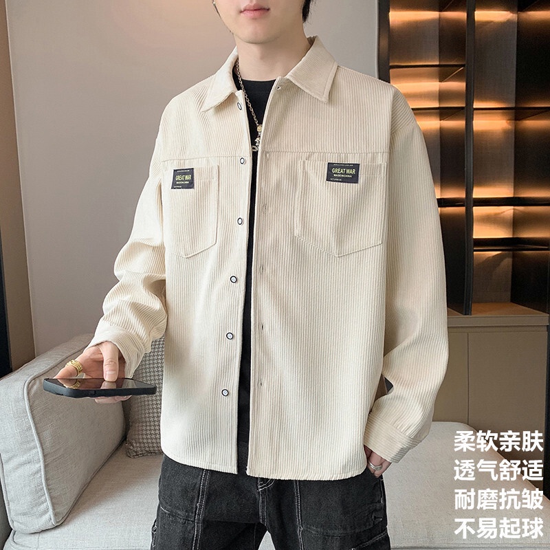 JACKET CORDUROY Jacket Men's Casual Loose Lazy Fashion Brand Men's Corduroy Thicked Men's Shirt Vers