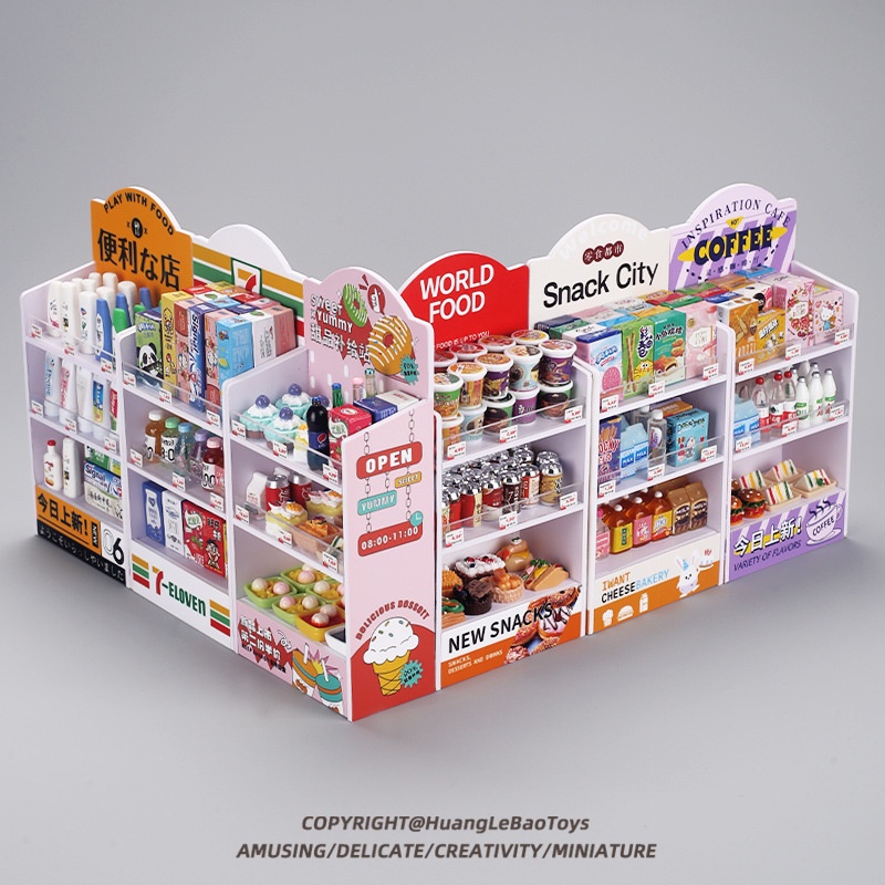 Miniatur Mainan   Mini miniatur, snack supermarket rak minuman, simulasi makanan dan model mainan, d